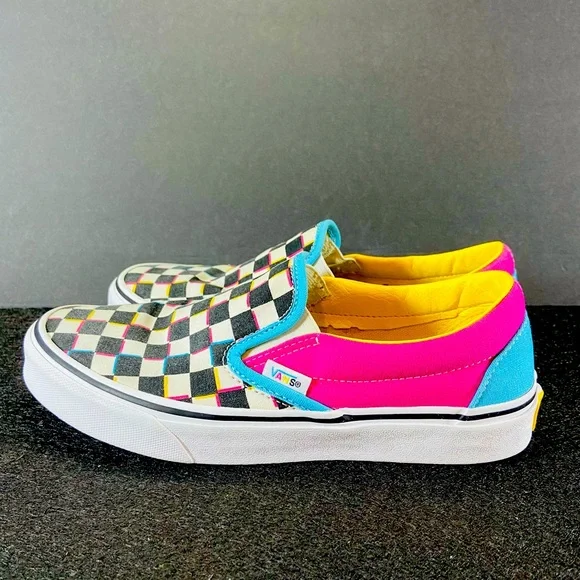 Unisex slip-on checkerboard multi color block - Picture 3 of 9